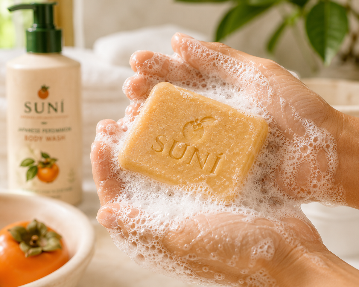 SUNI Japanese Persimmon Soap Bar - natural cleansing bar for all skin types

