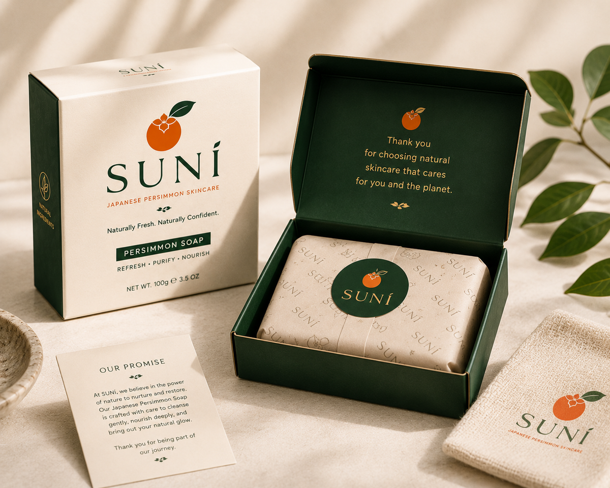 SUNI Japanese Persimmon Soap Bar - natural cleansing bar for all skin types
