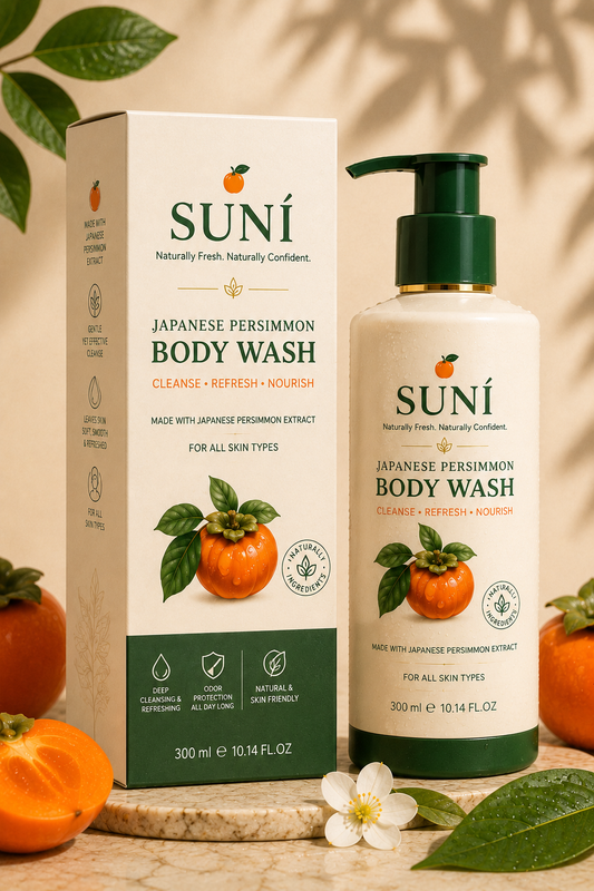 SUNI Japanese Persimmon Body Wash 300ml - hydrating daily cleanser for all skin types