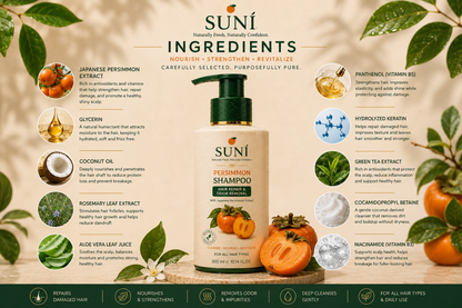 SUNÍ Japanese Persimmon Shampoo 300ml - odor-removing hair repair shampoo