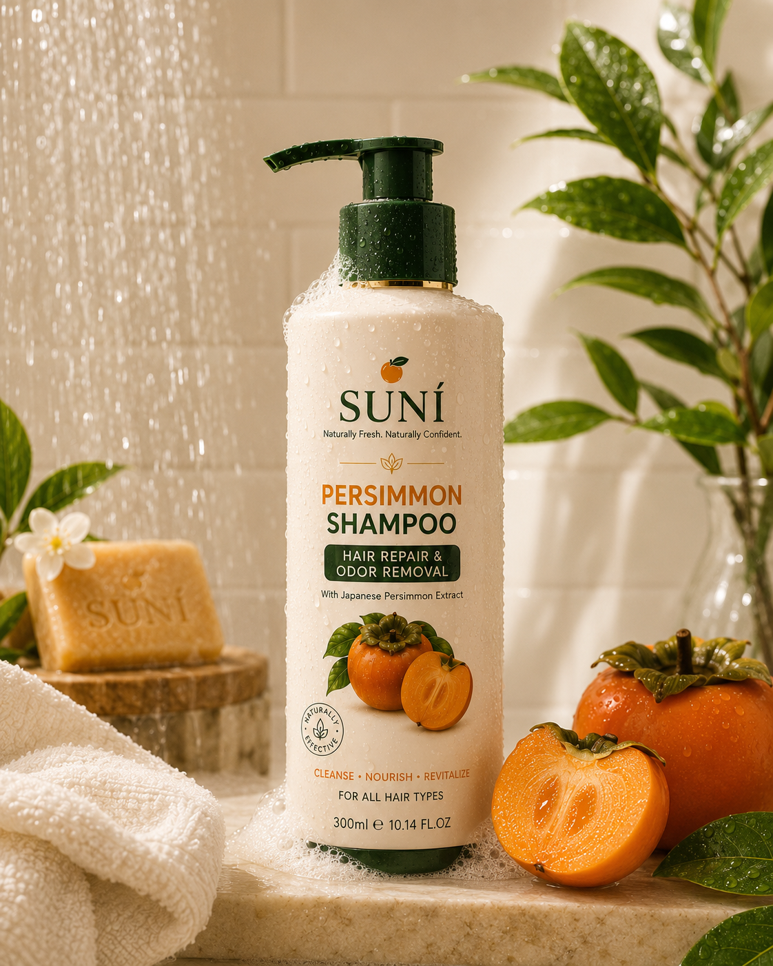 SUNÍ Japanese Persimmon Shampoo 300ml - odor-removing hair repair shampoo